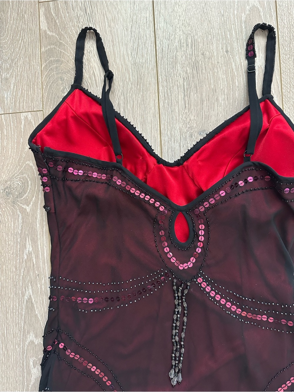 Vintage Sue Wong Nocturne Dress Silk Beaded Sequins 90s Y2K Vampy Flapper Sz 6 - Picture 5 of 12